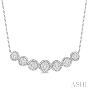 1 1/5 ctw Circular Mount Lovebright Round Cut Diamond Necklace in 14K White Gold