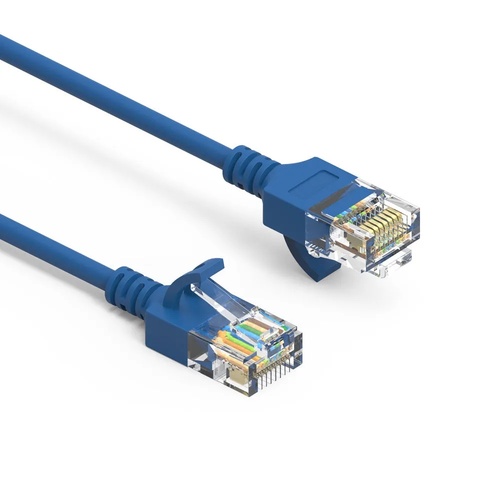 10Ft Cat6A UTP Slim Ethernet Network Booted Cable 28AWG Blue