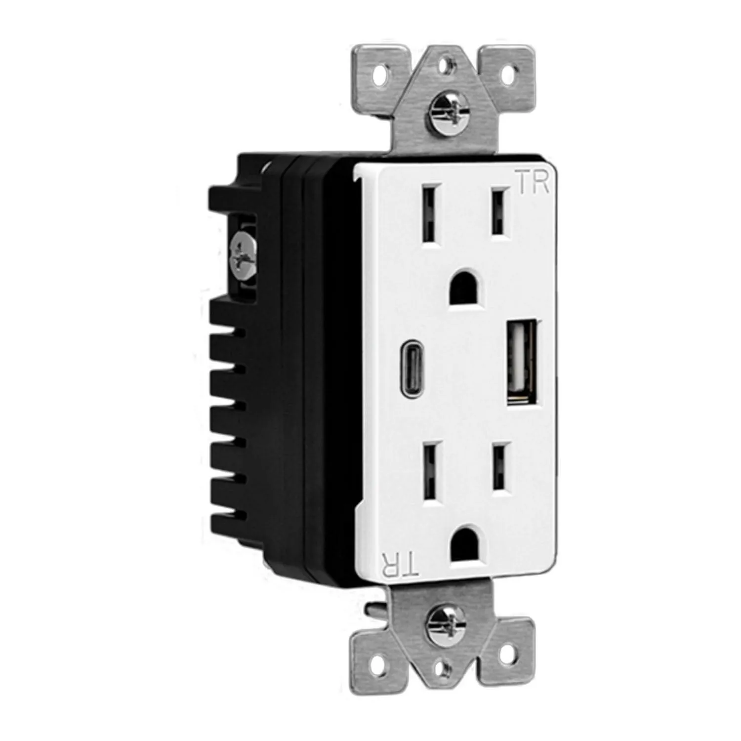 15 Amp Duplex Outlet with 5.8A USB-A/C Outlet Tamper-Resistant, White