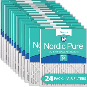 16x25x1 (15_1/2x24_1/2) Pleated MERV 14 Air Filters 24 Pack