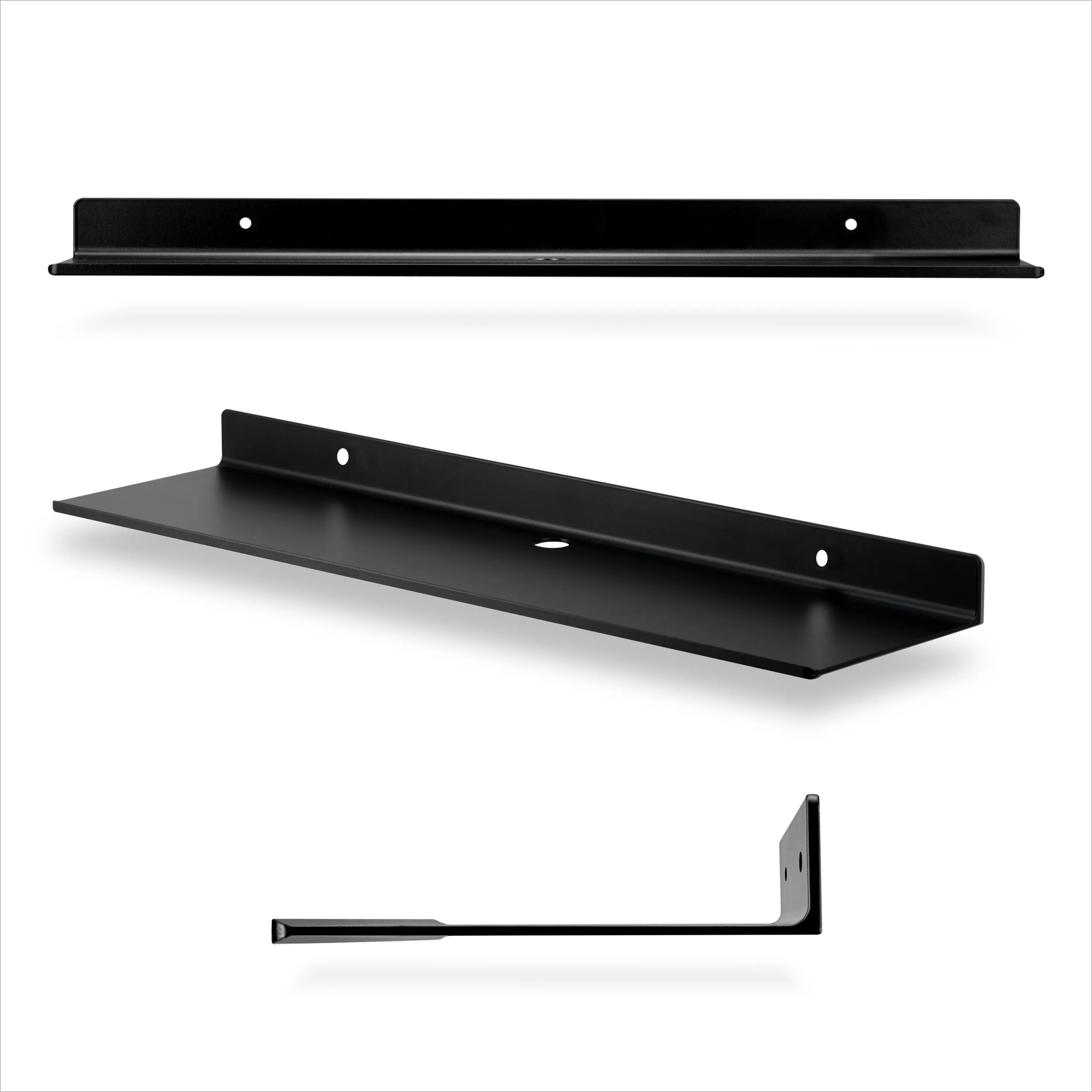 2-Pack 19.5" Floating Universal Metal Wall Shelf for Books, Organizer, Speakers, Plants, Cameras, Books, Decor Display, Storage, Routers & More