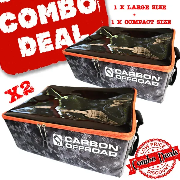 2 x Carbon Gear Cube Storage and Recovery Bag Combo - Compact and large size