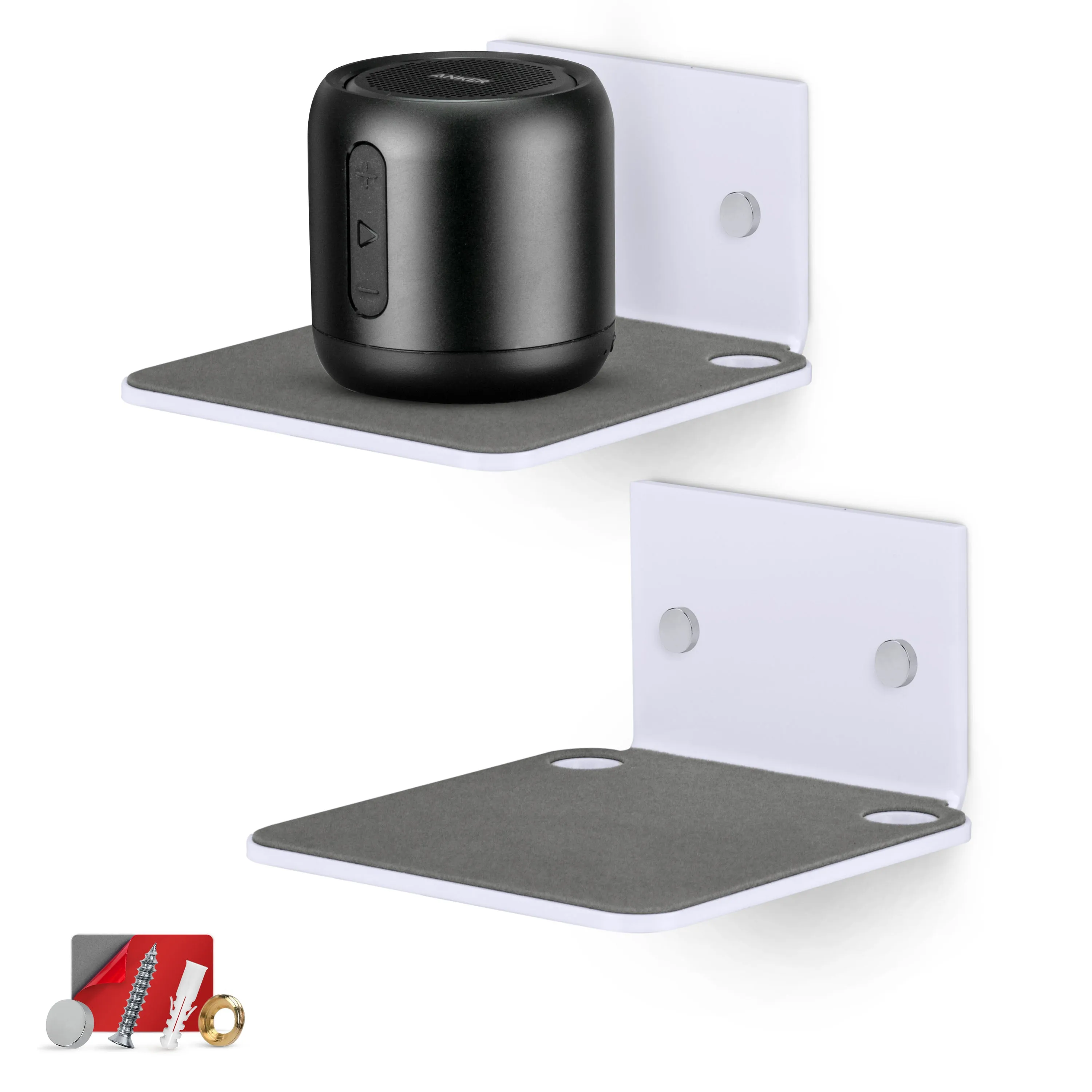 4.5” Small Floating Shelf, Adhesive & Screw In, for Speakers, Routers, Decor, Plants, Cameras, Photos, Kitchen, Toilet, Cable Box & More