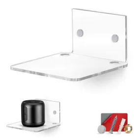 4.5” Small Floating Shelf, Adhesive & Screw In, for Speakers, Routers, Decor, Plants, Cameras, Photos, Kitchen, Toilet, Cable Box & More