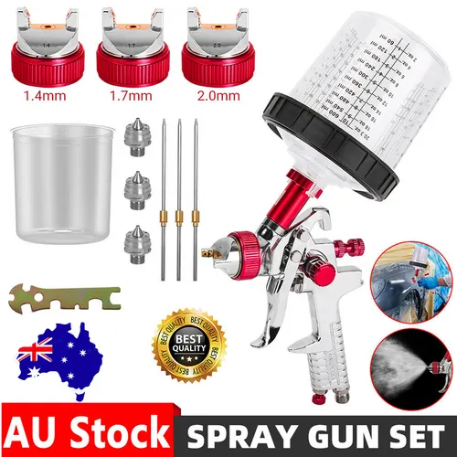 Adjustable HVLP Gravity Spray Gun Set with 3 Tips, 600CC