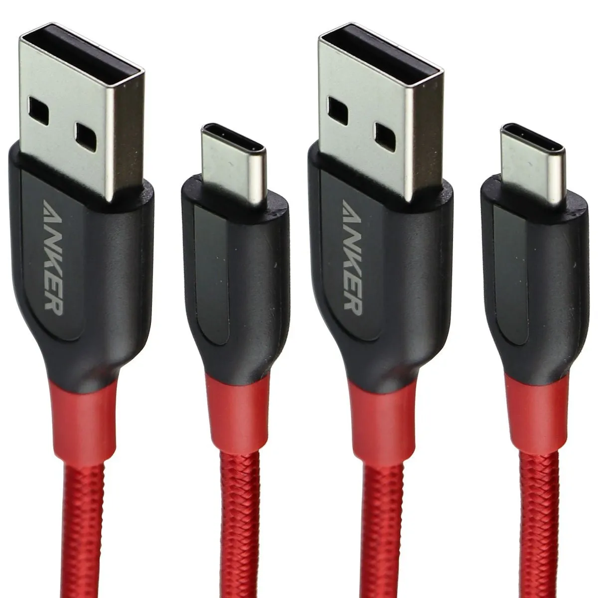 Anker (2 Pack) 6-Ft PowerLine  USB-C to USB-A Braided Cables - Red/Black