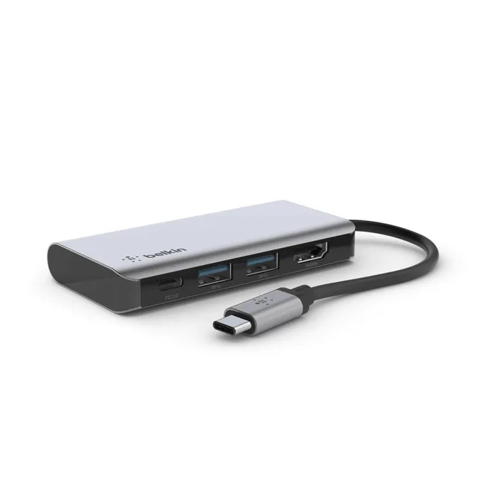 Belkin USB C 4 in 1 Multiport Adapter for Easy Connectivity - Silver