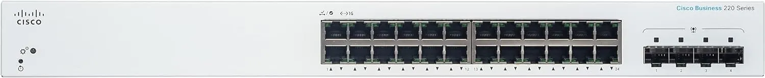 Cisco Business CBS220 24-Port Gigabit (382W PoE )   4-Port Gigabit SFP Uplink Smart Switch (CBS220-24FP-4G-UK / NE-2224A4G)