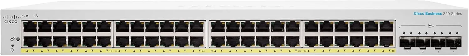 Cisco Business CBS220 48-Port Gigabit Ethernet (382W PoE )   4-Port 10G SFP  uplink 智能交換機 (CBS220-48P-4X-UK / NE-2248P4X) 3年保用