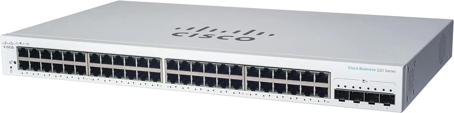 Cisco Business CBS220 48-Port Gigabit Ethernet (740W PoE )   4-Port 10G SFP  uplink 智能交換機 (CBS220-48FP-4X-UK / NE-2248A4X) 3年保用