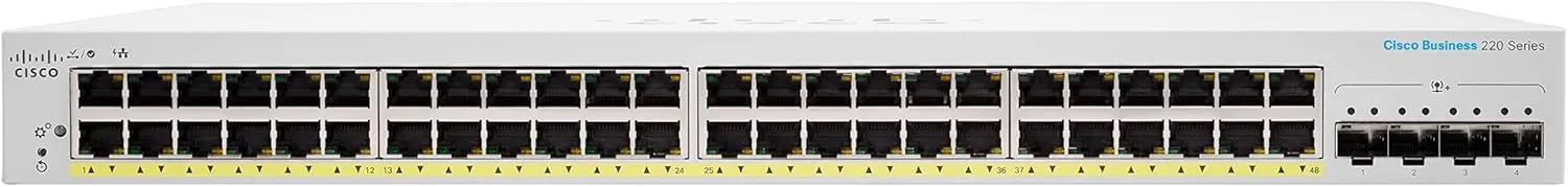 Cisco Business CBS220 48-Port Gigabit Ethernet (740W PoE )   4-Port 10G SFP  uplink 智能交換機 (CBS220-48FP-4X-UK / NE-2248A4X) 3年保用