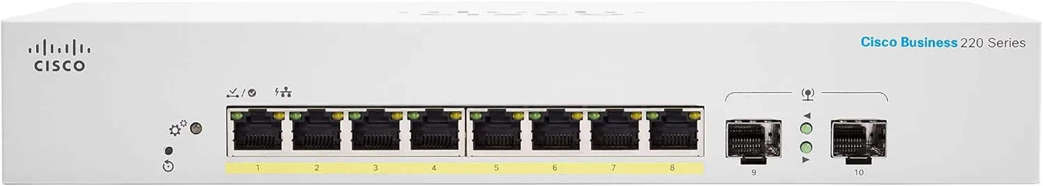 Cisco Business CBS220 8-Port Gigabit (PoE  130W)   2-Port Gigabit SFP Uplink 智能交換機 (CBS220-8FP-E-2G-UK / NE-228AE2G) 3年保用