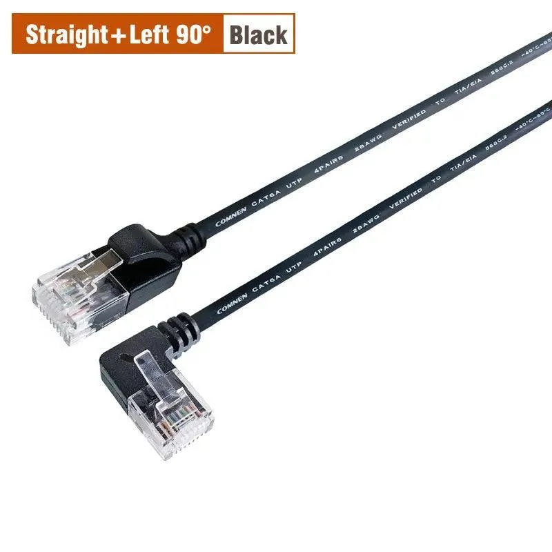 COMNEN Cat6a Ethernet Cable: 10Gbps High-Speed Patch Cord for Devices - 90 Degree Connectors