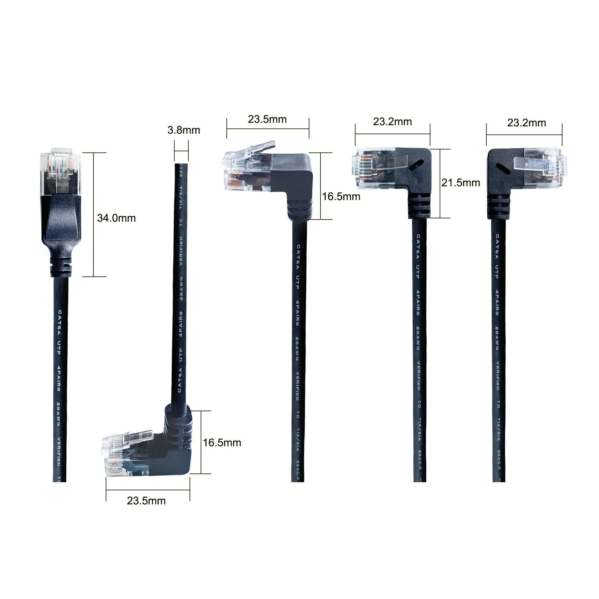 COMNEN Cat6a Ethernet Cable: 10Gbps High-Speed Patch Cord for Devices - 90 Degree Connectors