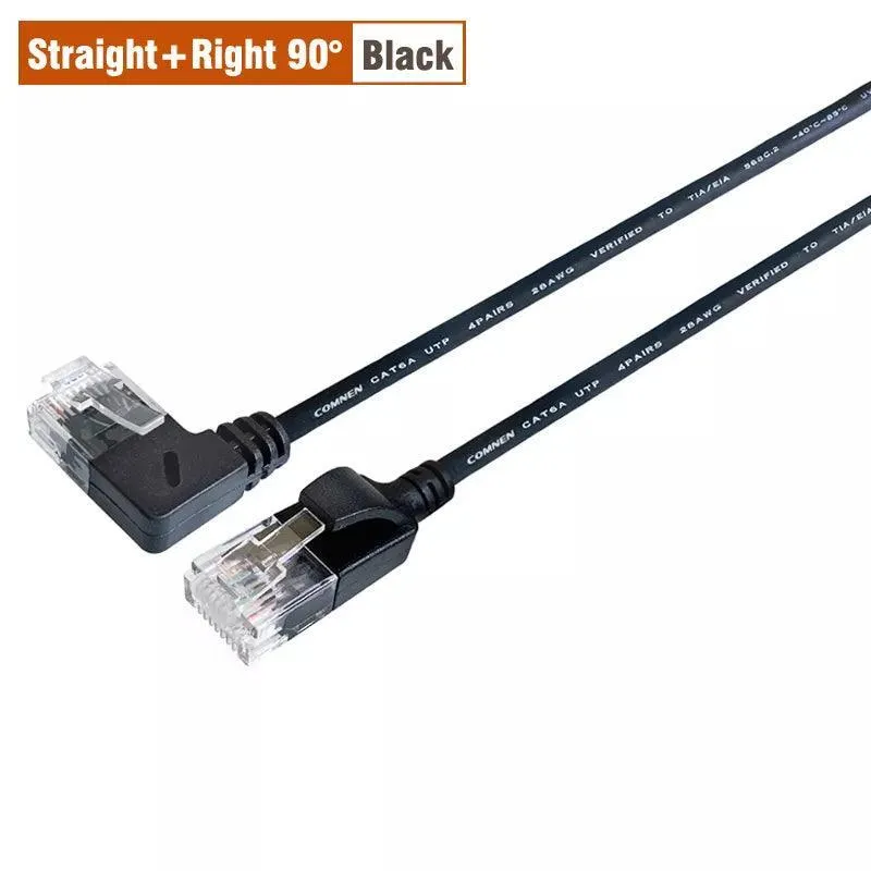 COMNEN Cat6a Ethernet Cable: 10Gbps High-Speed Patch Cord for Devices - 90 Degree Connectors