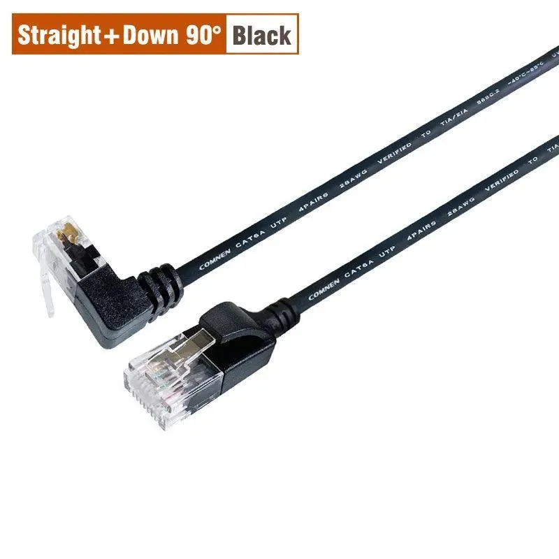 COMNEN Cat6a Ethernet Cable: 10Gbps High-Speed Patch Cord for Devices - 90 Degree Connectors