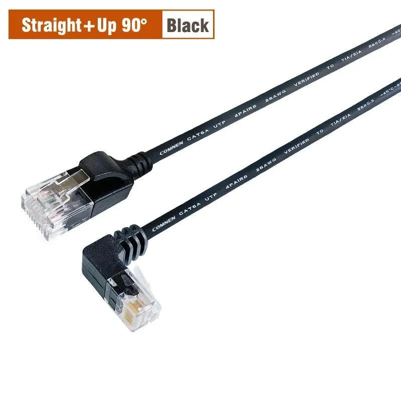 COMNEN Cat6a Ethernet Cable: 10Gbps High-Speed Patch Cord for Devices - 90 Degree Connectors