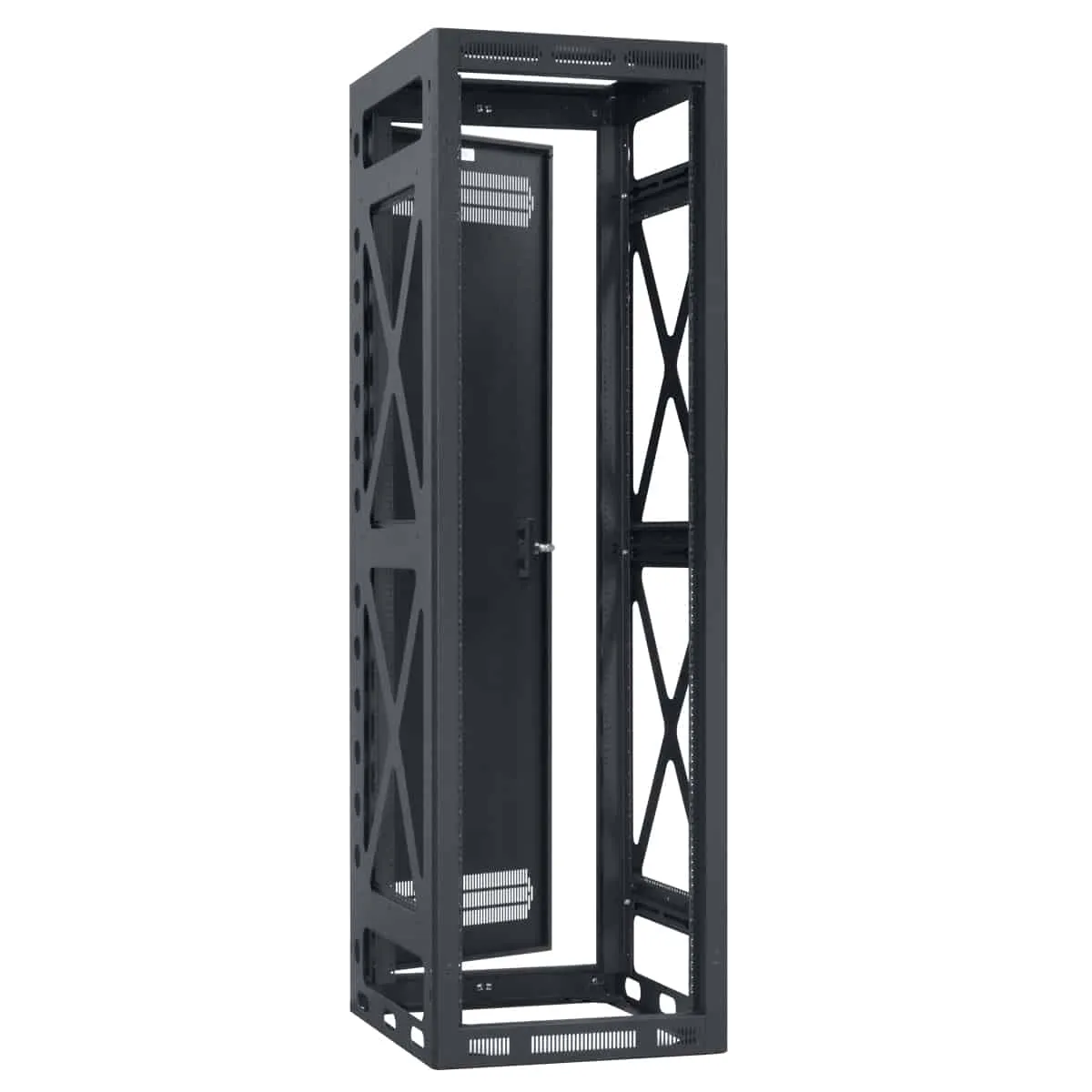 Lowell Mfg Equipment Rack-Seismic-44U, 36in Deep, 2pr Rails, Rear Door