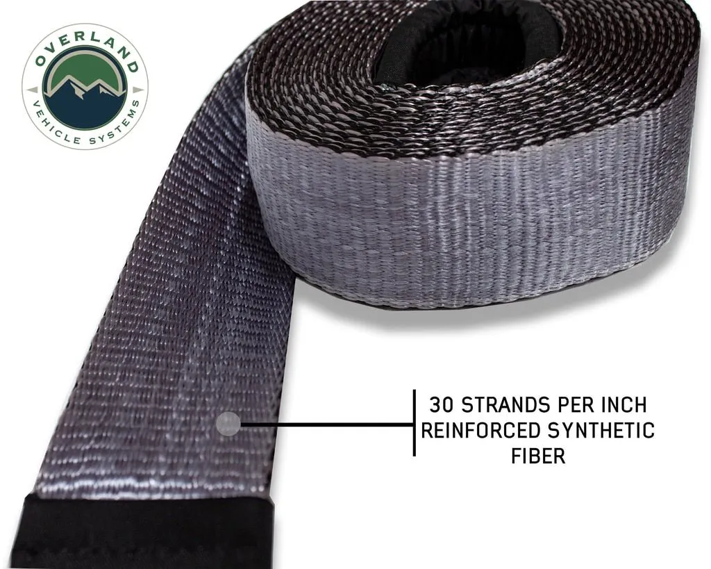 Overland Vehicle Systems 30,000 lb Tow Strap 3" x 30 foot With Black Ends & Storage Bag