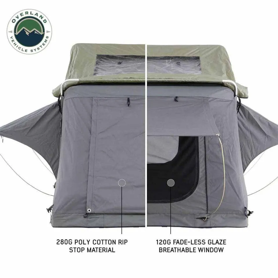 Overland Vehicle Systems HD Nomadic 2 Extended Soft Shell Roof Top Tent - Grey Body & Green Rainfly