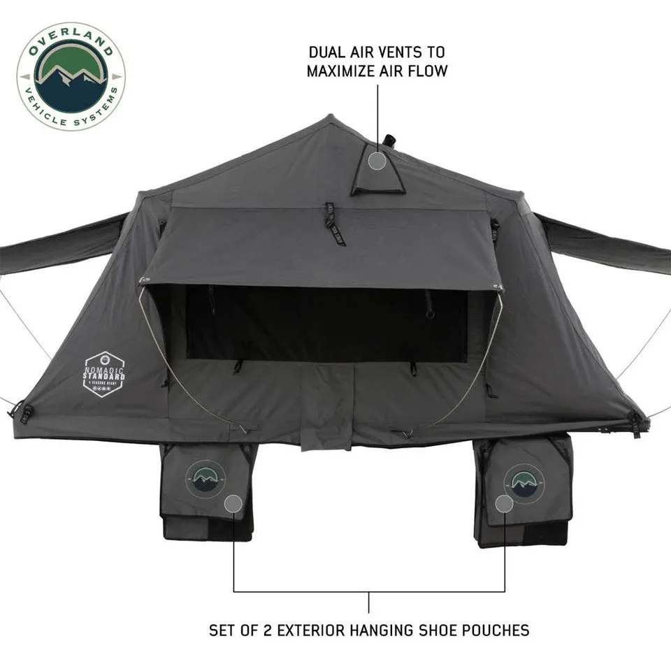 Overland Vehicle Systems HD Nomadic 2 Standard Soft Shell Roof Top Tent - Grey Body & Green Rainfly