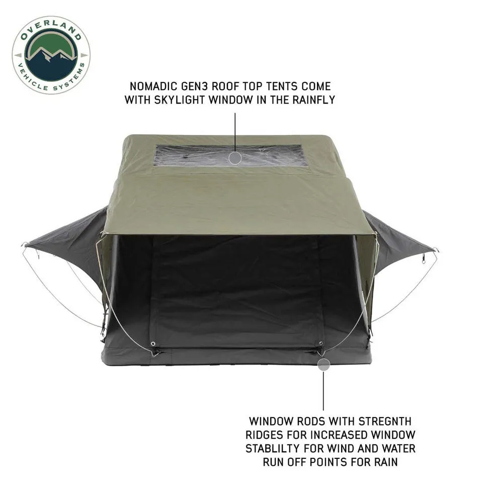 Overland Vehicle Systems HD Nomadic 2 Standard Soft Shell Roof Top Tent - Grey Body & Green Rainfly