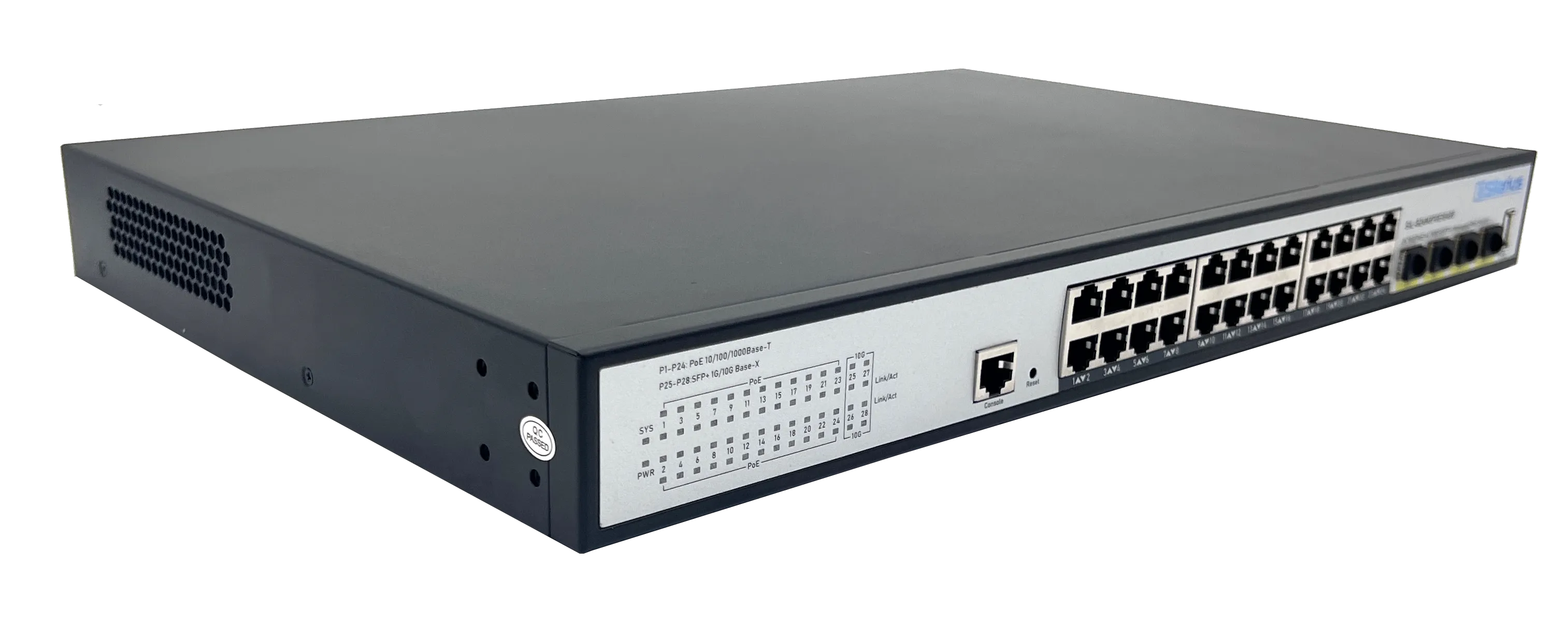 Silarius SIL-B24M3POE1G400 24 Ports 10/100/1000Mbps Gigabit Layer 3 Managed PoE  switch with 4 Ports 10G SFP  Uplink, 1 Console, 6KV surge protection, 400W, rack mount installation