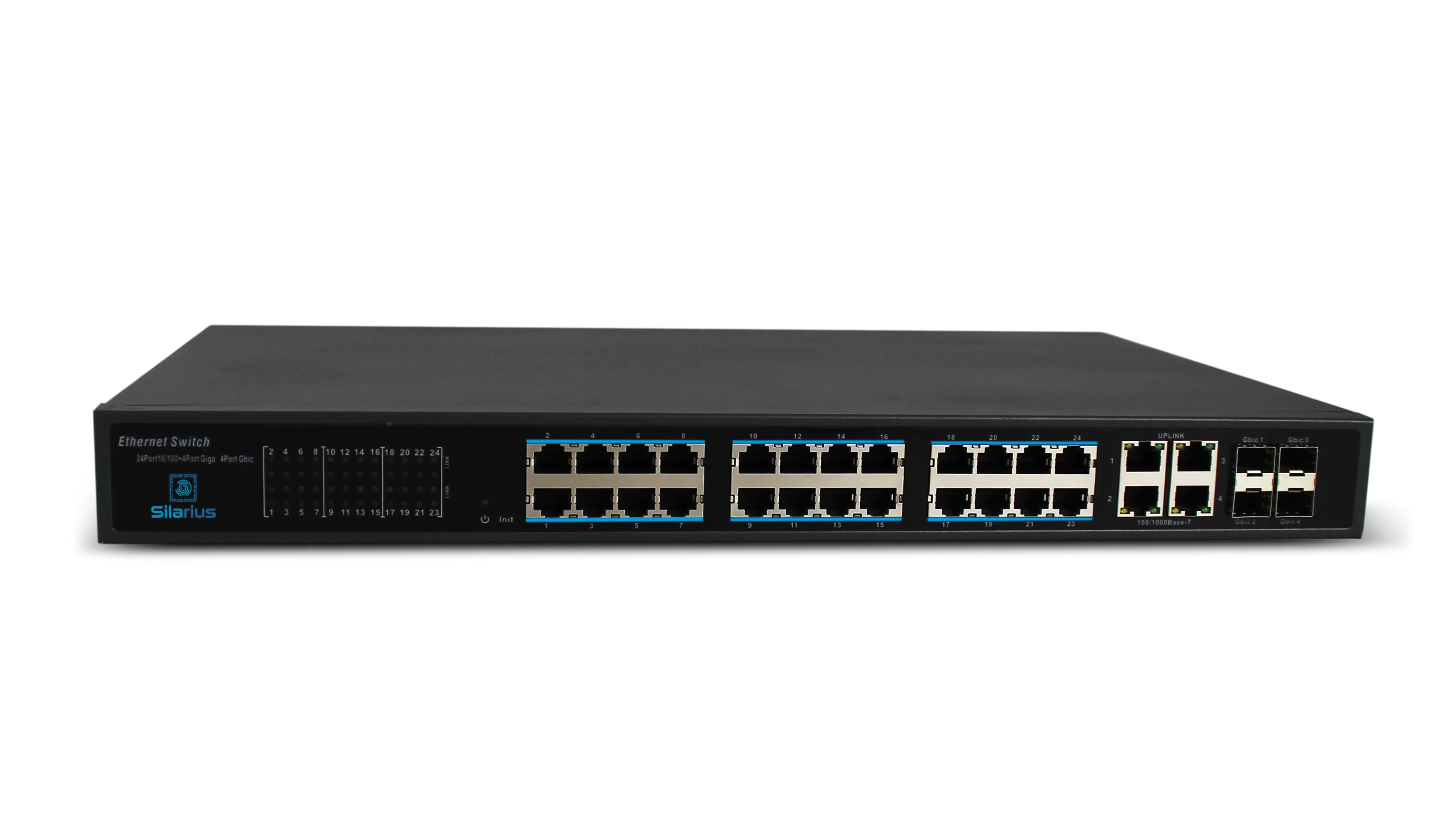 Silarius SIL-SW24POE 28 Ports POE switch with 24/100MB Ports PoE , 4 Gigabit Uplinks, and 4 SFP Slots Uplink - 370W POE