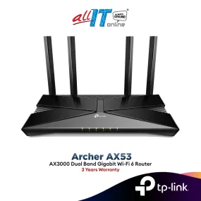 TP-Link Archer AX53 WiFi 6 Dual Band Gigabit AX3000 High Power Wireless OFDMA Router With EasyMesh