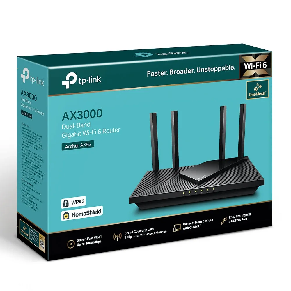 TP-Link Archer AX55 WL AX3000 Dual Band Gigabit Wi-Fi 6 Router