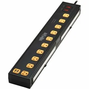 Tripp Lite by Eaton Protect It! 10-Outlet Surge Protector with Swivel Light Bars - 5-15R Outlets, 2 USB Ports, 6 ft. (1.8 m) Cord, 1350 Joules, Black